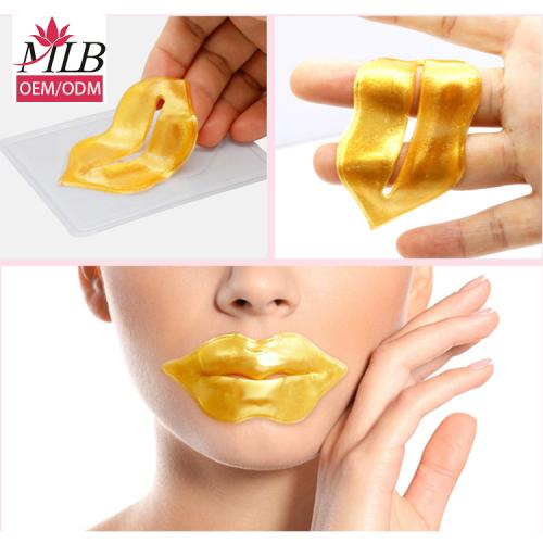 Feuille de masque à lèvres en cristal de collagène doré
